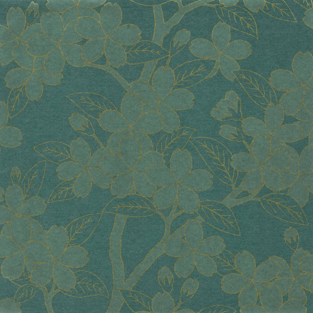 Little Greene Tapete Camellia – Teal, 1 Rolle