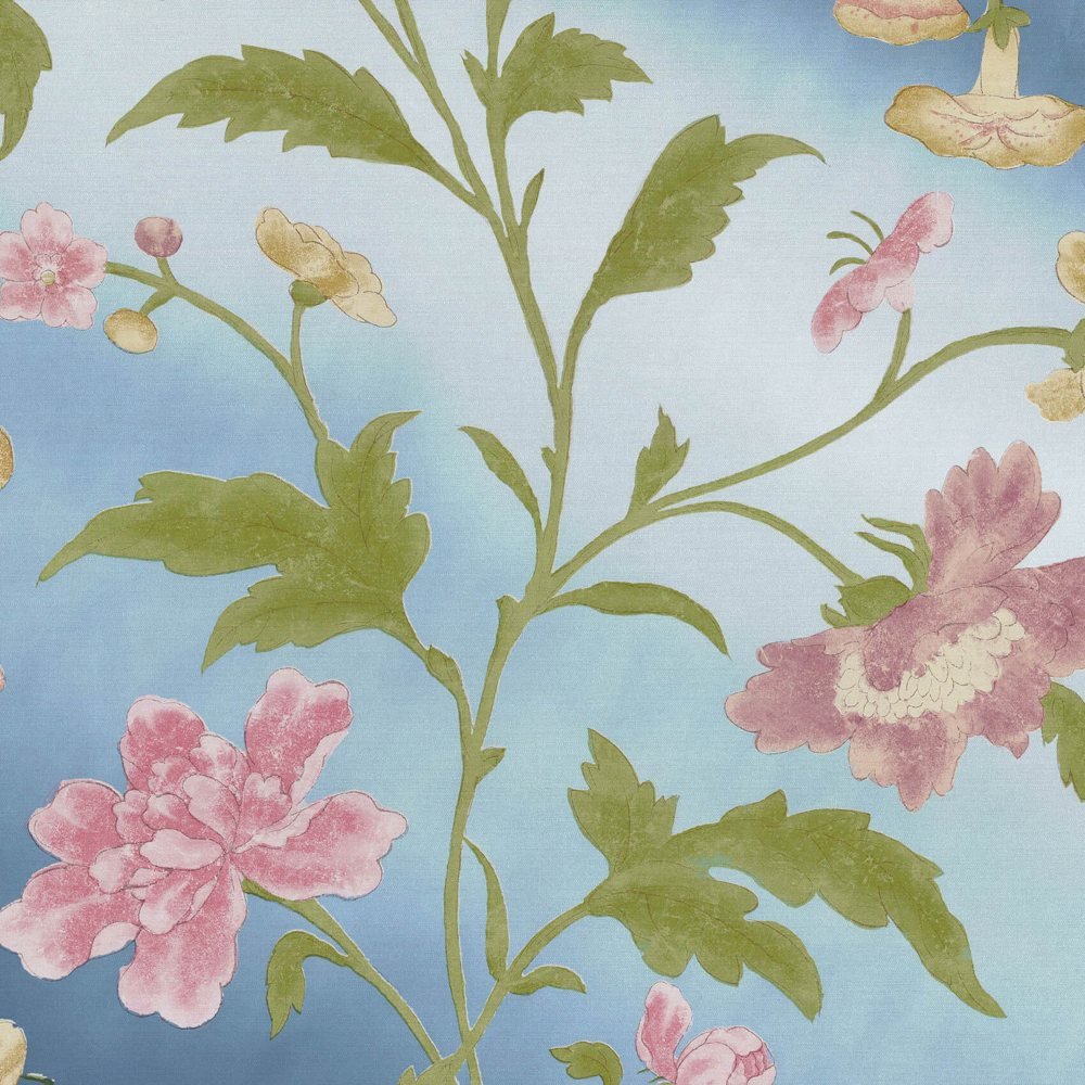 Little Greene Tapete China Rose – Blue Lustre, 1 Rolle